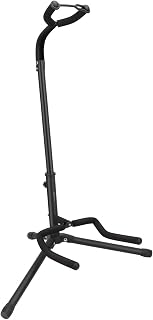 Amazon Basics Portable Folding Guitar Stand, Lightweight Tripod Design with Non-Slip Padding, Height Adjustable for Acoustic, Electric and Bass Guitars, Black
