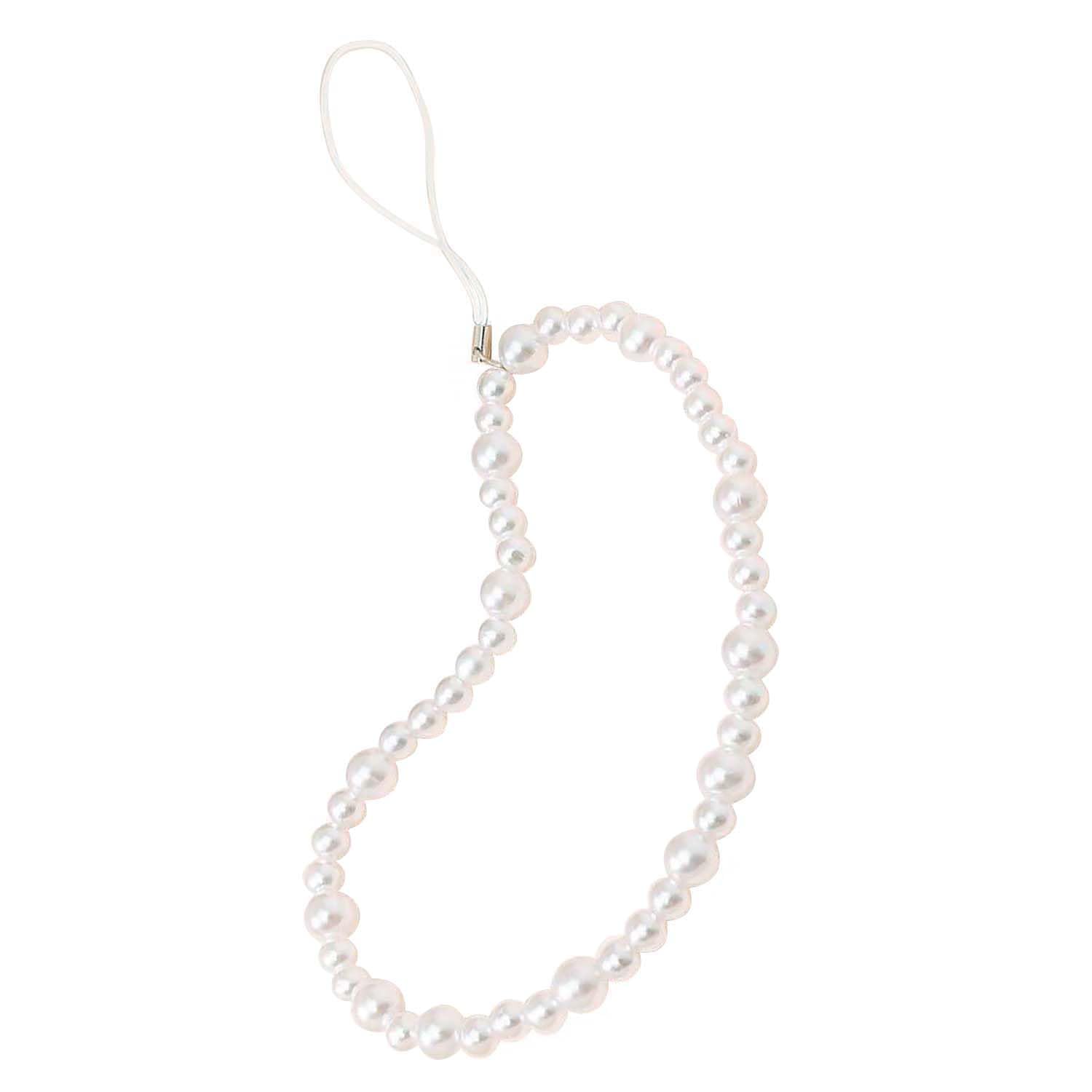 Staqlo Beaded Phone Charm Lanyard Strap Girly Style Fixed Beads Pearl Lanyards