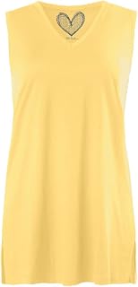 Ulla Popken Women's Plus Size V Top, Slim Fit, Slit 724584