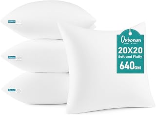 Oubonun 20 x 20 Throw Pillow Inserts (Pack of 4)