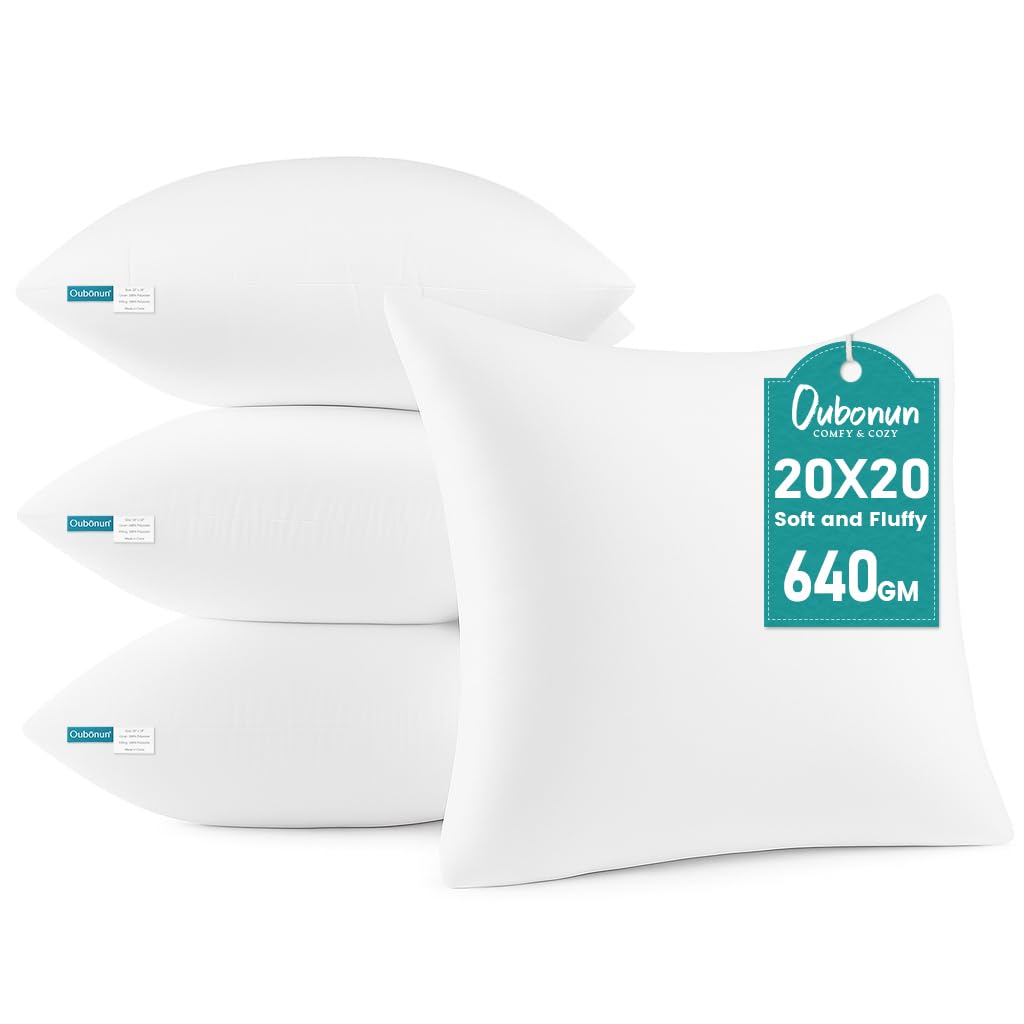 Oubonun 20 x 20 Throw Pillow Inserts (Pack of 4)