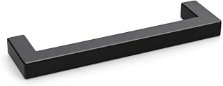 Goldenwarm 10 Pack 5 Inch Matte Black Cabinet Handles Kitchen Drawer Pulls | Stainless Steel,Square Bar Modern Hardware,Cabinet Pulls,Smooth Touch,for Bathroom Cupboard Dresser,2 Screws,Easy Install