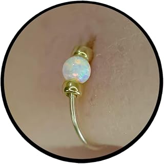 Thin Nose Ring Tiny Opal