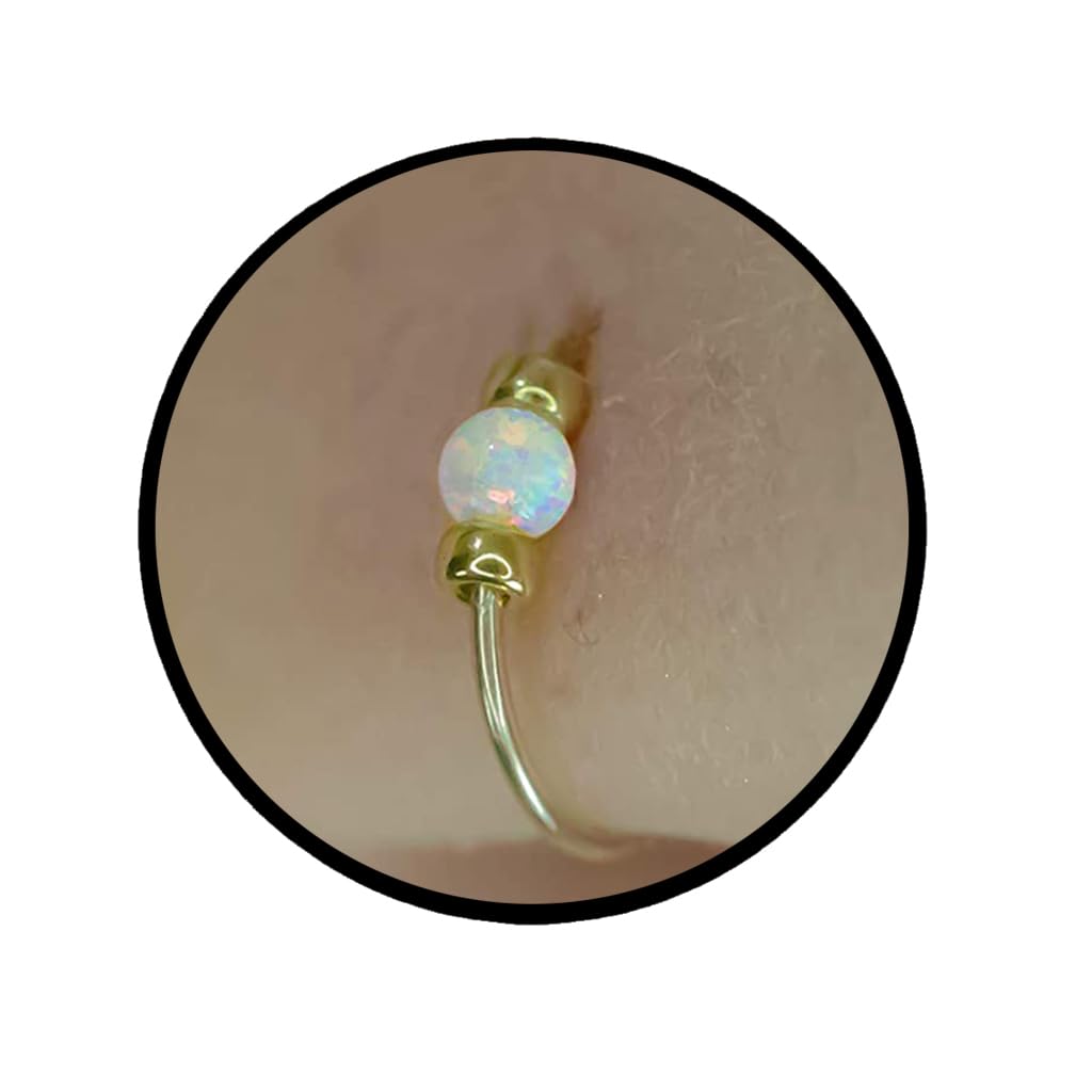 Thin Nose Ring Tiny Opal