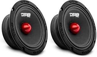DS18 PRO-GM6.4B Loudspeaker - 6.5", Midrange, Red Aluminum Bullet, 480W Max, 140W RMS, 4 Ohms - Premium Quality Audio Door Speakers for Car or Truck Stereo Sound System (Pack of 2)