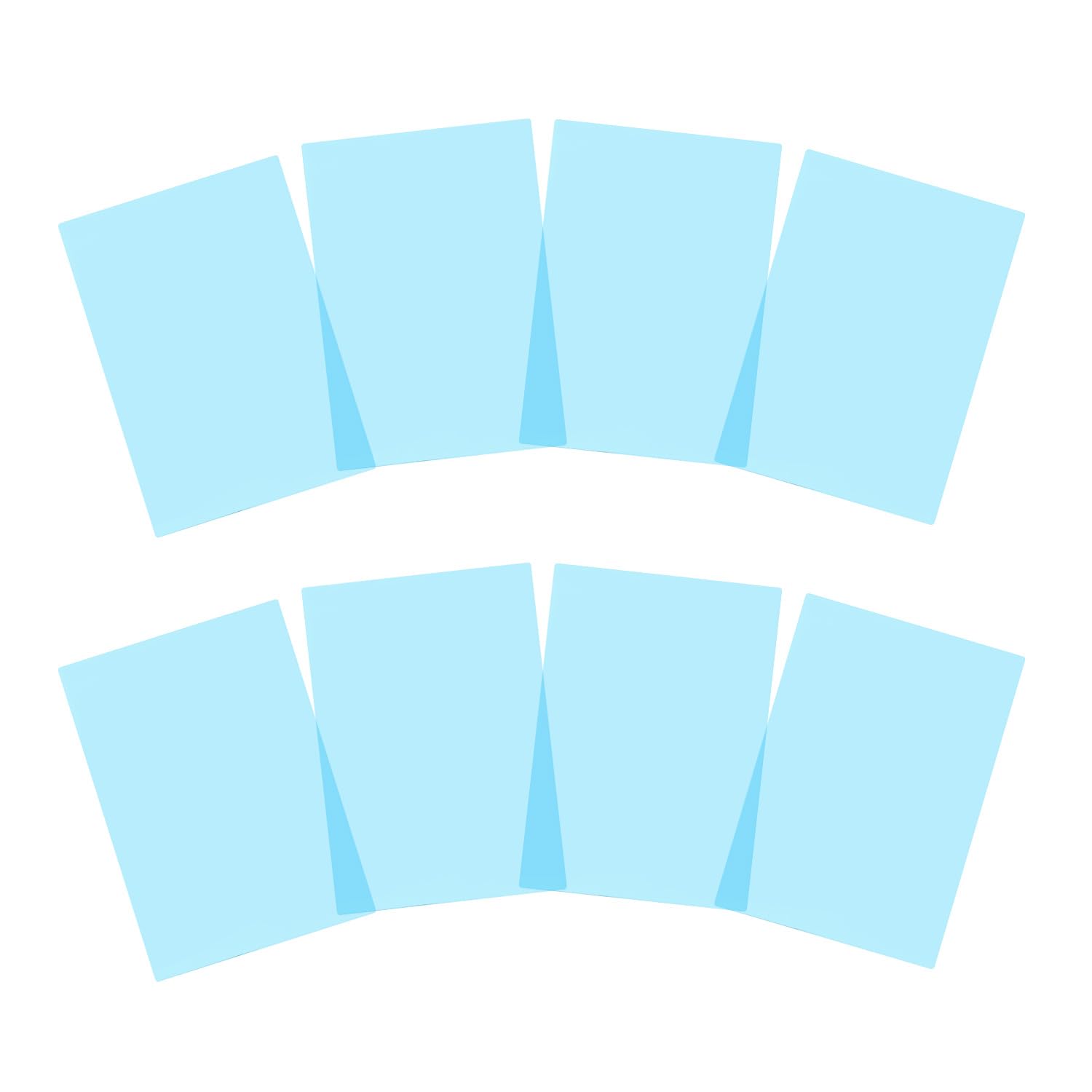 Pack of 8 A4 Plain Blue Dyslexia Overlay Reading Sheets – PET Material, Rounded 