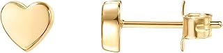 PAVOI Dainty Heart Stud Earrings for Women, Yellow Gold, Size 5 Millimeters