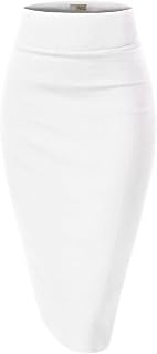 Hybrid & Company Women's Premium Nylon Ponte Stretch High Waist Pencil Suit Skirt Below Knee