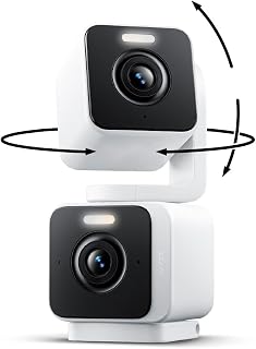 WYZE Duo Cam Pan Indoor/Outdoor IP65 2K 360° Pan/Tilt Smart Home Security Camera with Color Night Vision, Compatible with Alexa & Google Assistant, White (Renewed)