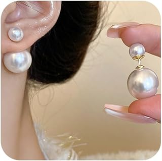 Big Pearl Stud Earrings White Round Pearls Earrings Fashion Design Faux Pearl Charm Jewerly