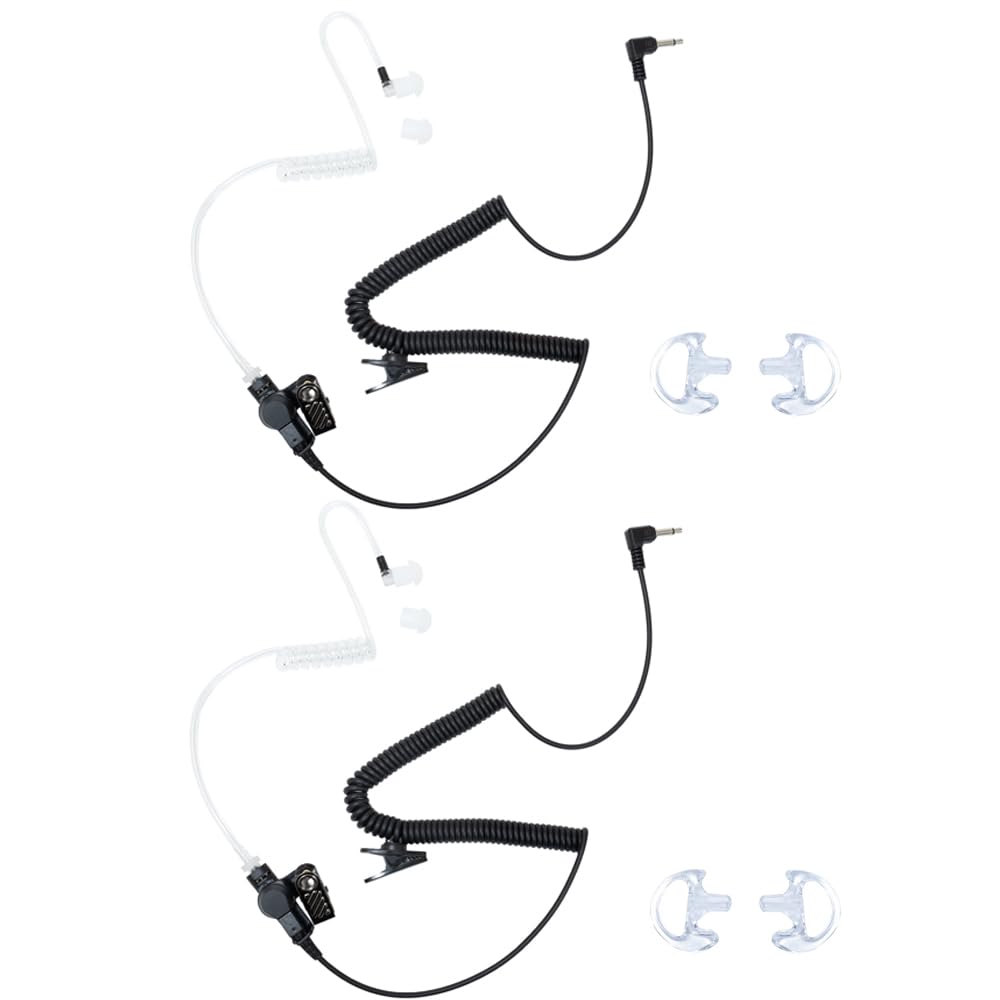 HEOPBIRD 2 Pack Police Earpiece 3.5 mm 1 pin Listen Only Covert Acoustic Tube Ea
