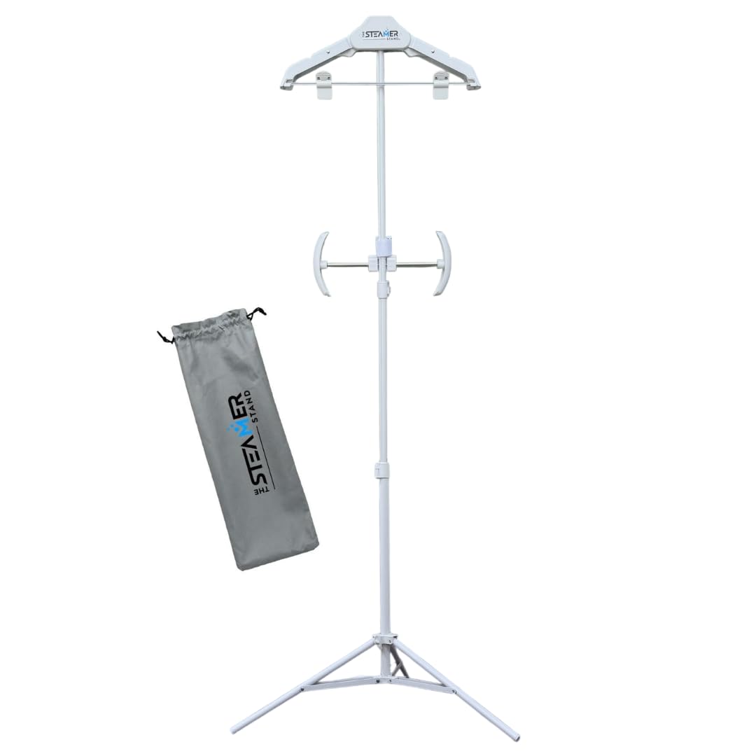 Adjustable Garment Steaming Stand with Hanger | Non-Electric, Portable | Patente