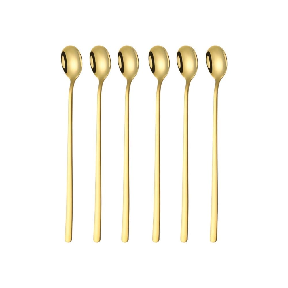 Voarge 6-Piece Spoon Set, 23.5 cm Long Handle, Ice Cream Spoon, Long Mixing Spoo