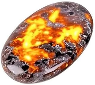 MuYu Art Natural Oval Flame Yooperlite Stone 2"-2.4" for Fountain Rocks Decor Healing Crystals Tumbled Glow Yooperlite Palm Worry Stone