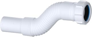 32mm Flexible Waste Pipe, Compression x Spigot Flexi - PlumbEZ | Joins pipes that don't line up, for basin, vanity and cloakroom sink wastes, trap pipe repair