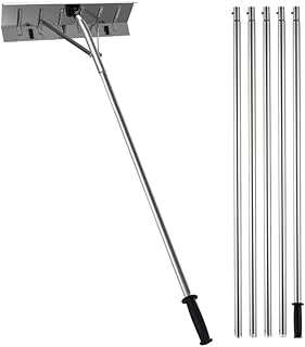 Snow Roof Rake, 25" Blade Removal Tool, 20ft Reach Aluminium Shovel, Roll Wheels for Protection, Anti-Slip Handle Grip, Easy to Setup & Use House Roof, Car Snow, Wet Leaves Rake Cleaning