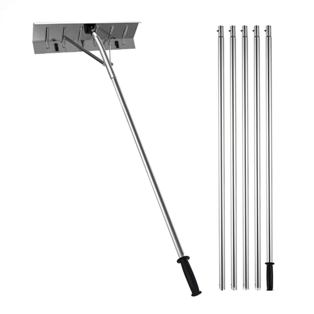 Snow Roof Rake, 25" Blade Removal Tool, 20ft Reach Aluminium Shovel, Roll Wheels