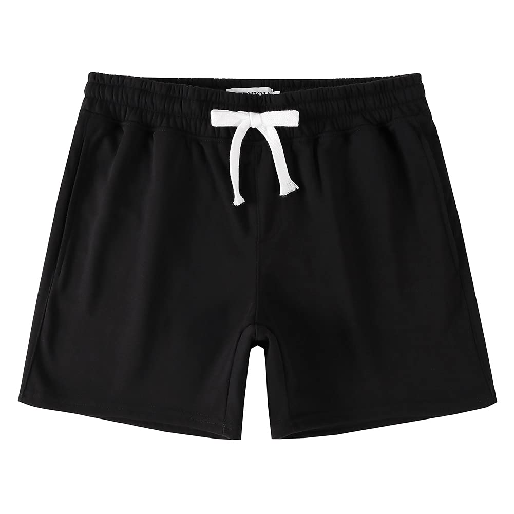 NIMENJOJA Mens 5.5" Athletic Gym Shorts Cotton Zipper Pocket Sweat Shorts