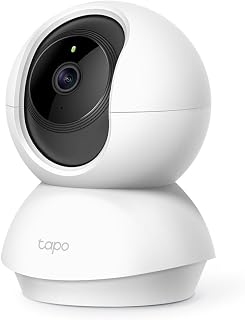 TP-Link Tapo C200 WiFi IP Camera (Lens Pan and Tilt, 1080p Resolution, 2-Way Audio, Night Vision, up to 9m, up to 128GB Local Memory on SIM Card) White | 1080P, Nachtsicht, Bewegungserkennung, Zwei-Wege-Audio, kompatibel mit Alexa, für Babys/Haustiere, WLAN 2,4GHz
