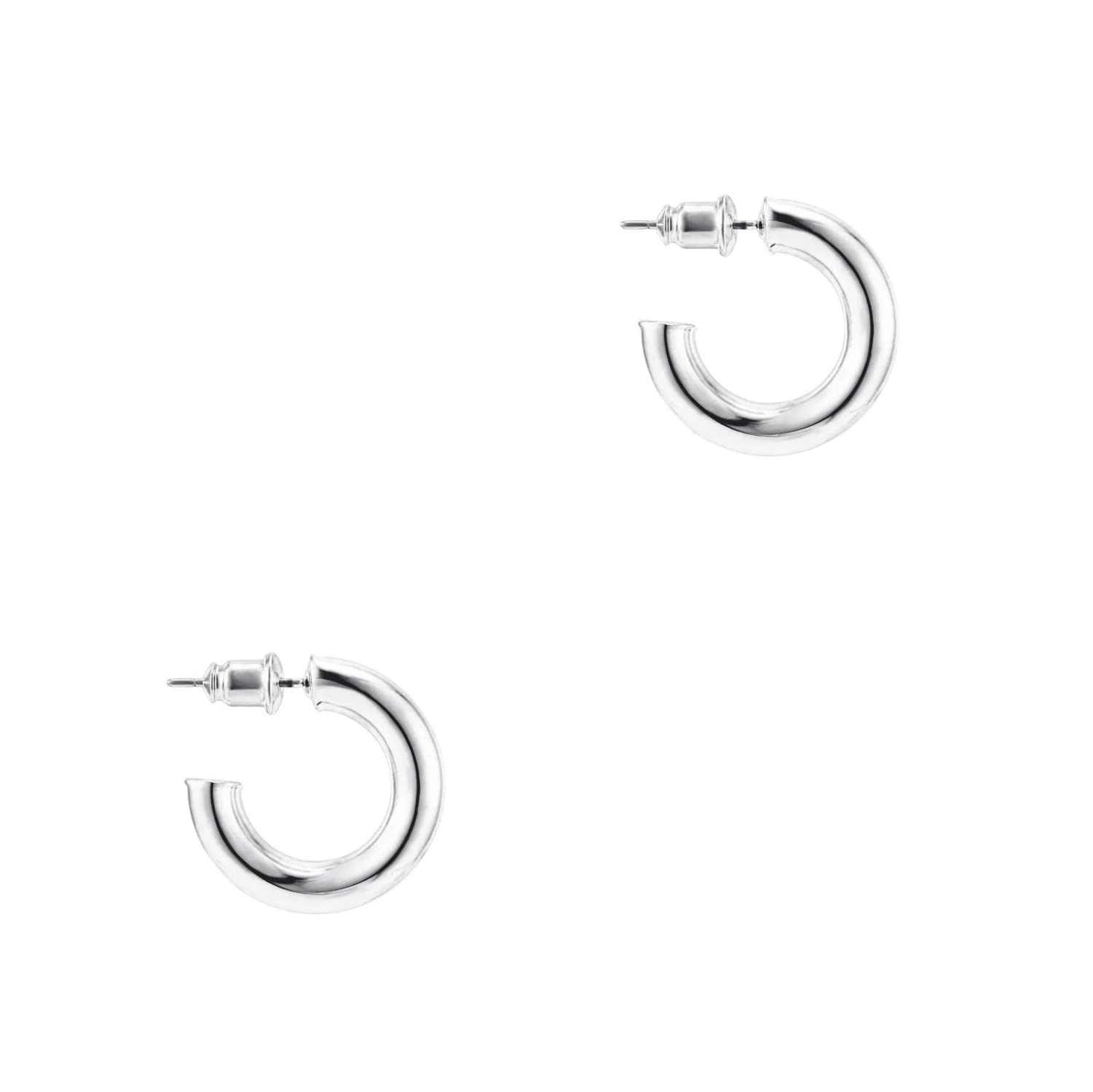 PAVOI Chunky Open Thick Hoop Earrings for Women, White Gold, Size 20