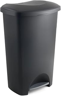 Addis 50L Kitchen Pedal Bin | Black Waste Bin with Soft Close Stay Open Lid | Large 50L kitchen pedal bin with soft-close stay-open lid and durable easy-clean design for everyday family use.