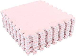 VBESTLIFE Plush Puzzle Foam Floor Mat, 10Pcs Soft Thick Split Joint Interlocking Plush Foam Rug For Baby Room Floor