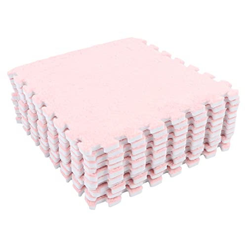 VBESTLIFE Plush Puzzle Foam Floor Mat, 10Pcs Soft Thick Split Joint Interlocking