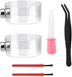 FUNNTY 6-piece Jumping Spider Feeding Dish Set, Including 2 Magnetic Water Bowl Trays, 2 Brushes, 1 Reptile Feeding Hook and 1 Dropper. Jumping Spider breeding Box Accessory Set