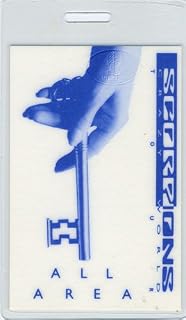 Scorpions 1990 Crazy World Laminated Backstage Pass