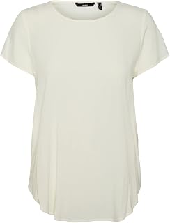 VERO MODA VMBECCA Women's Basic Round Neck Short Sleeve Long Top Solid T-Shirt