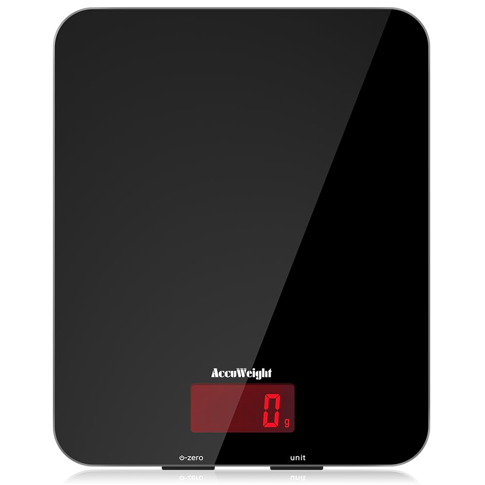ACCUWEIGHT 201 Digital Kitchen Scales with Tempered Glass Platform (Batteries in