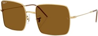 Ray-Ban RBR0104S - Gafas de sol cuadradas 1971 para mujer, dorado/marrón oscuro, polarizadas, 56 mm