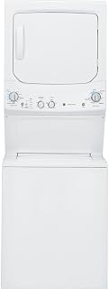 GE GUD27ESSMWW Unitized Spacemaker 3.8 Washer with Stainless Steel Basket and 5.9 Cu. Ft. Capacity Electric Dryer, White