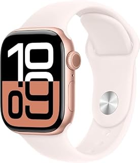 Apple Watch Series 10 [GPS, 42mm] - Rose Gold Aluminum Case with Light Blush, M/L (Renewed Premium)
