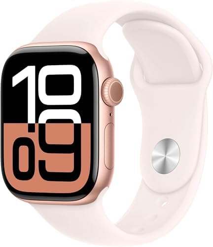 Apple Watch Series 10 [GPS, 42mm] - Rose Gold Aluminum Case with Light Blush, M/
