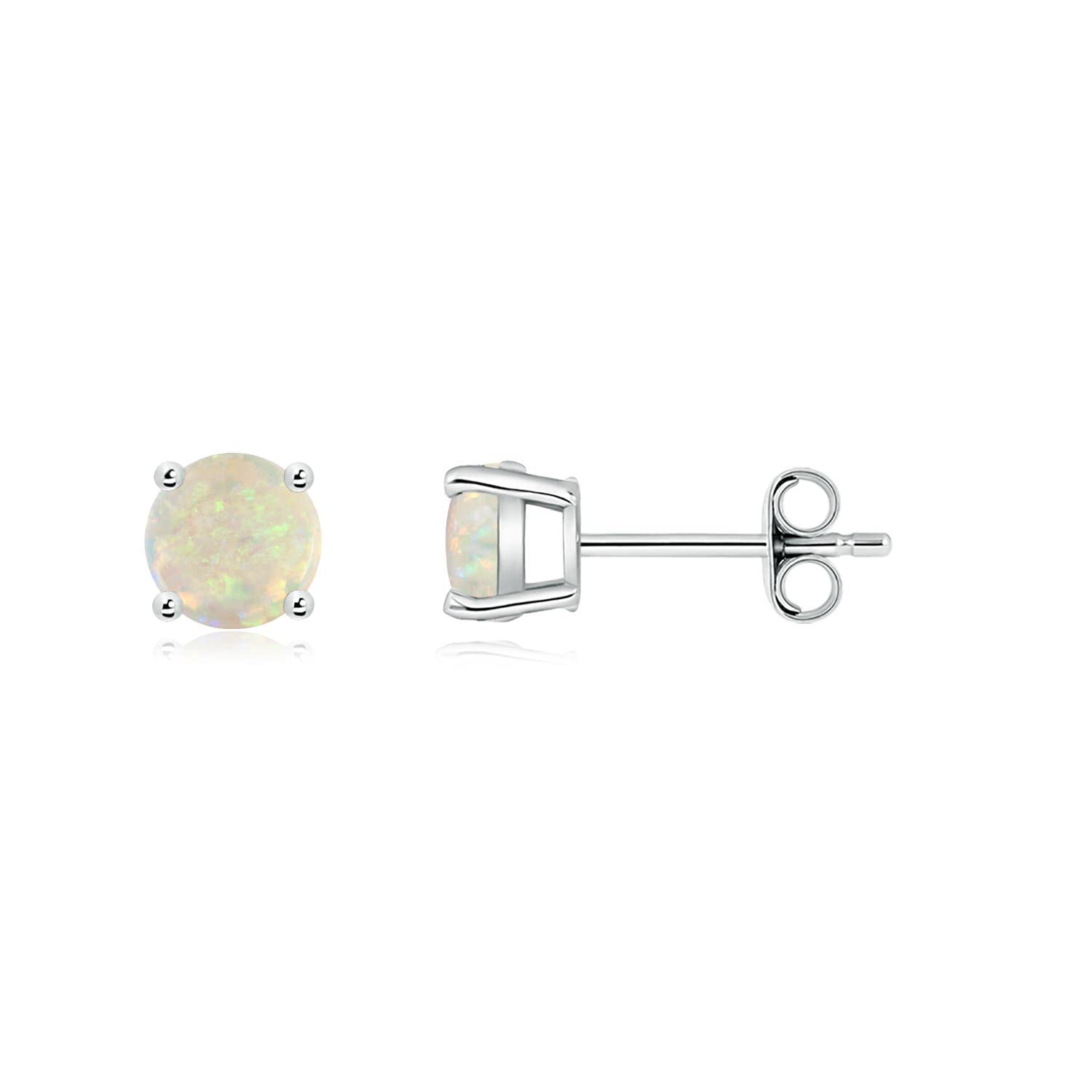 Angara Natural Basket-Set Round Opal Studs in Sterling Silver/14K Solid Gold/Pla
