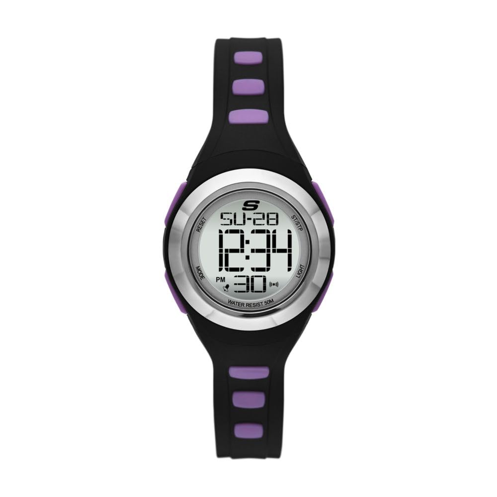 Skechers Men's Youngs Polyurethane and Polycarbonate Digital Watch, Color: Rose 