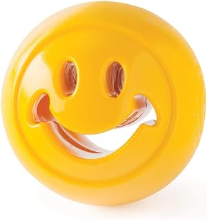 Outward Hound by Planet Dog Nooks Happiness Treat Dispensing Dog Toy, Small, Yellow, Smiley Face