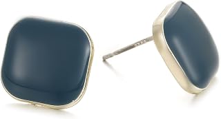 RUOFFETA Small Square Stud Earrings for Women - Pure Color Enamel Button Post, Delicate Pierced Jewelry