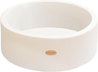 HARBOLLE Baby Foam Ball Pit 35.4" for Toddlers, White | Soft Memory Sponge, Removable Cover, Hidden Zipper, Gift for Kids, Round Playpen, Fit Dogs, Balls Not Included