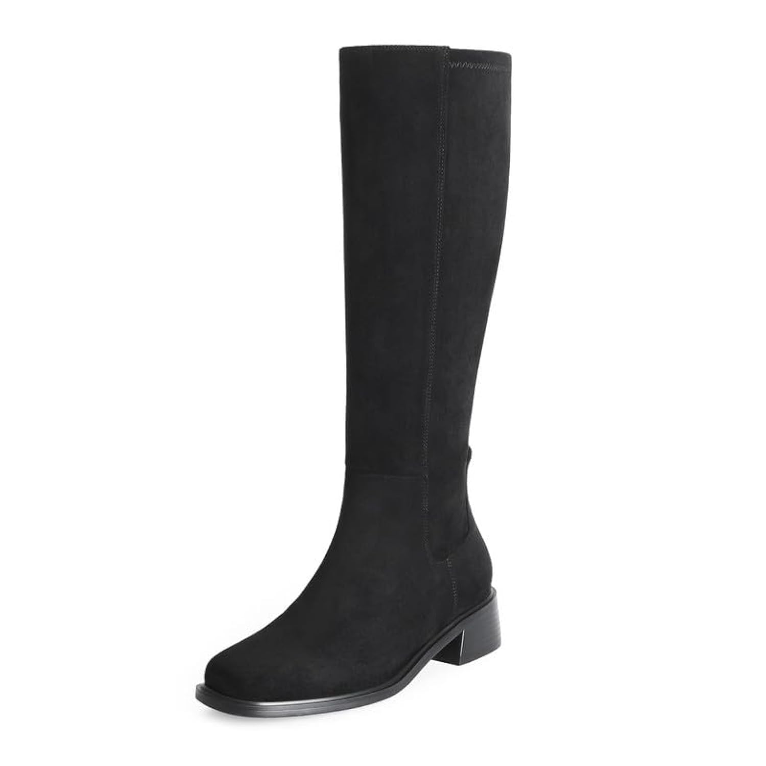 QIY Knee High Boots for Women Low Heel Flat Tall Boots