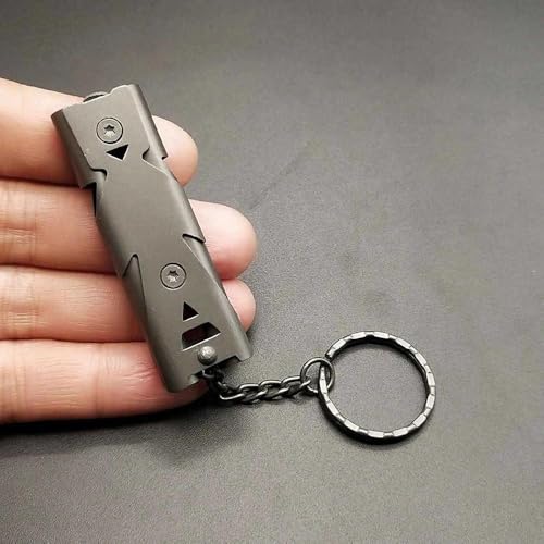 Keychain Survival Whistle 150dB Loud Double Tube Emergency Whistle, Stainless St