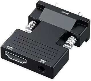 FACAIIO VGA Female to VGA Male Adapter with 3.5mm Audio Cable, Projector, Monitor, PC, and Laptop