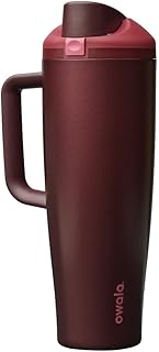 Owala FreeSip Tumbler Stainless Steel Water Bottle 40 oz Black Cherry | Triple-Layer Insulation | Leak-Proof Lid with Push-Button | Double Threaded Lid for Left and Right-Handed Drinking