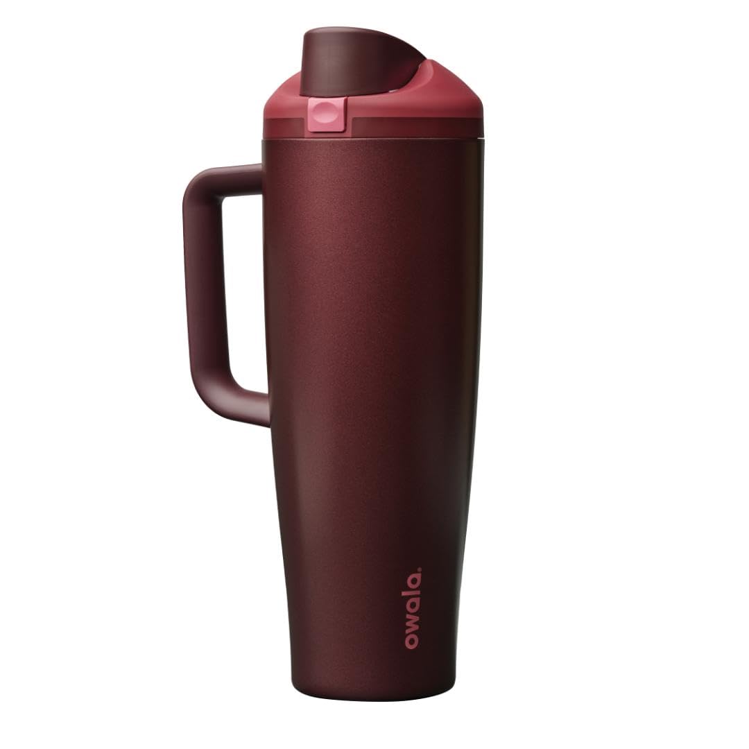 Owala FreeSip Tumbler Stainless Steel Water Bottle 40 oz Black Cherry | Triple-L
