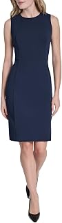 DKNY Women's Sleeveless Jewel Neck Sheath Mini Dress