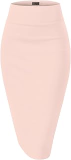 Hybrid & Company Women's Premium Nylon Ponte Stretch High Waist Pencil Suit Skirt Below Knee