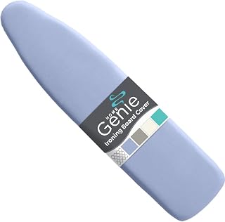 HOME GENIE Ironing Board Cover with Extra Thick Padding, 15x54, Blue | Scorch Resistant Silicone Coating Pad, Heavy Duty Elastic Edge for Standard Boards, Hook and Loop Fastener Strap