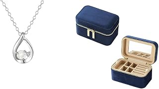 4℃ Official Eternal Silver Necklace with Jewelry Case, Teardrop, Gorgeous Anniversary Gift, Women's Jewelry Pouch with Mirror Set, 1 item