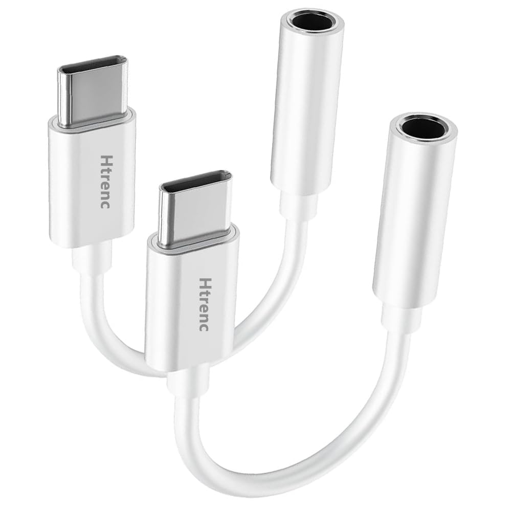 Htrenc USB C to 3.5mm Headphone Jack Adapter, 2 Pack